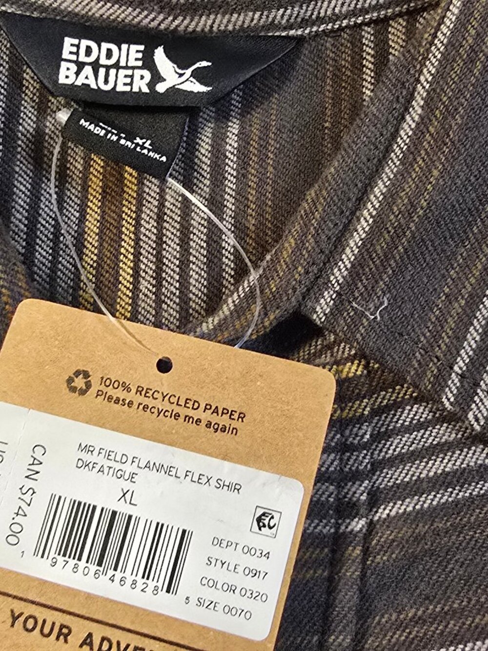 Eddy Bauer Flannel Light Weight XL Two Way Stretch Extra Soft